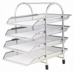 Szuflada siatkowa na dokumenty czteropoziomowa TRES - srebrna