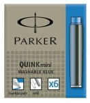 Naboje krótkie PARKER QUINK mini do pióra wiecznego - niebieskie (6 sztuk) - WYPRZEDAŻ