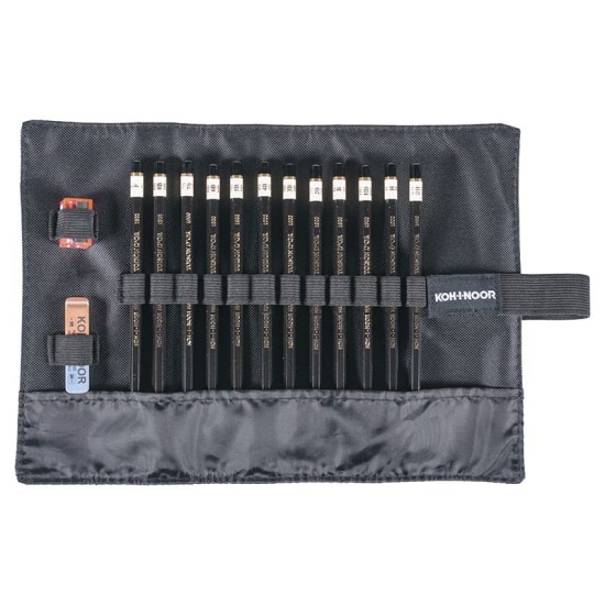zestaw ołówków artystycznych koh i noor w czarnym zwiajnym etui 1900 8b-2h.jpg