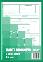 Druk 709 Karta drogowa z numeracją SM-101 (samochód osobowy) A5
