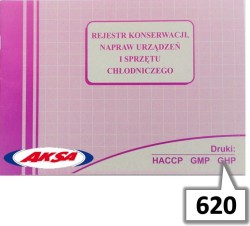 Druk 620 Rejestr konserwacji, napraw urządzeń i sprzętu chłodniczego A5