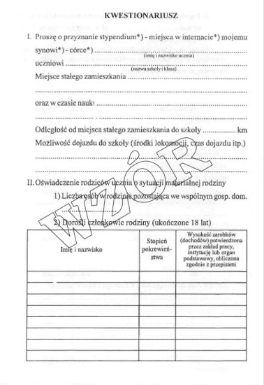 kwestionariusz wniosek o stypendium miejsce w internacie A5.JPG