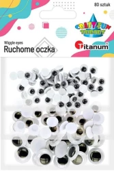 Ruchome oczka Craft-Fun Series nieklejone 5/8/15mm - 80 sztuk