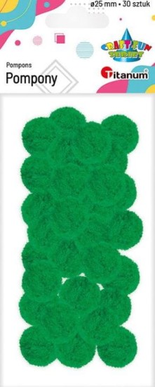 pompony poliestrowe średnica 25mm 30 sztuk zielone.JPG