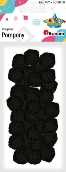 pompony poliestrowe średnica 25mm 30 sztuk czarne.JPG