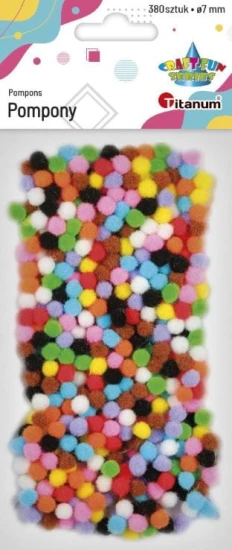 pompony poliestrowe średnica 7mm 380 sztuk mix kolorów.JPG