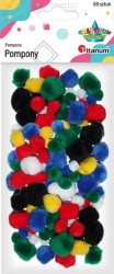 Pompony poliestrowe Craft-Fun Series różne wielkości - 68 sztuk - mix kolorów