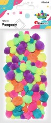 Pompony poliestrowe Craft-Fun Series różne wielkości - 68 sztuk - mix kolorów neonowych