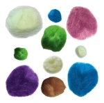 pompony poliestrowe średnica rozmiary 68 sztuk mix kolorów pastelowe f.JPG