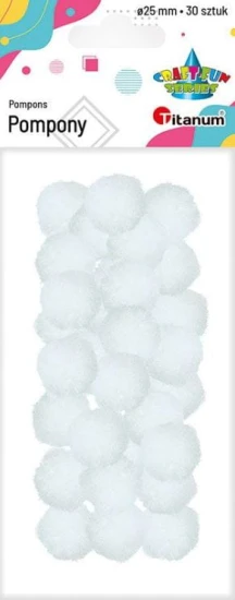 pompony poliestrowe średnica 25mm 30 sztuk białe.JPG