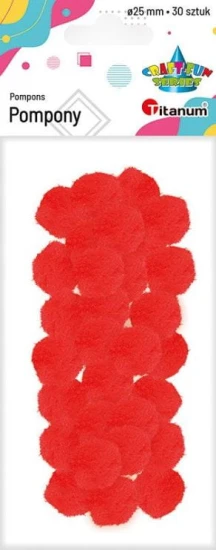 pompony poliestrowe średnica 25mm 30 sztuk czerwone.JPG