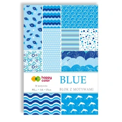 Blok kreatywny z motywami Happy Color Blue A4 - motywy morskie (odcienie niebieskiego)