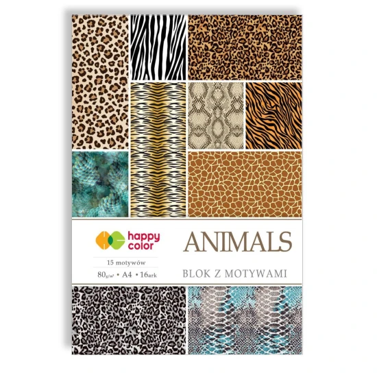 blok kreatywny z motywami zwierzęcymi animals wzory a4 80g 16 arkuszy 16 motywów.jpg