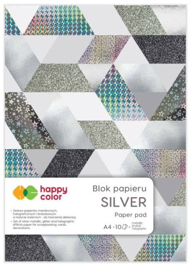 blok papierów metalicznych brokatowych i holograficznych w kolorze srebrnym A4 10 kartek 150-230g happy color f.jpg