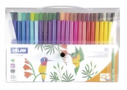 Pisaki (flamastry) MILAN w plastikowym pudełku z rączką - 50 kolorów