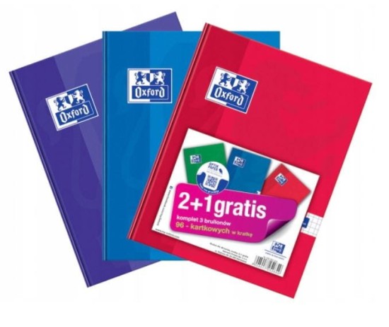 brulion oxford w kratkę 96 kartek w twardej oprawie 2 plus 1 gratis.JPG
