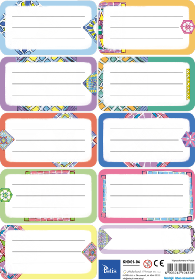 naklejki na zeszyty książki tetis KN001-04 kolorowe ramki.png