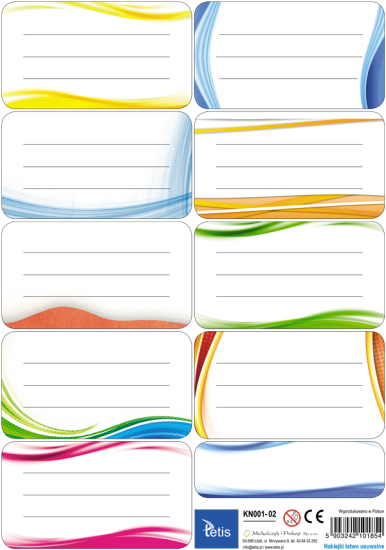 naklejki na zeszyty książki tetis KN001-02 kolorowe fale.png