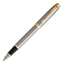 Pióro wieczne PARKER IM Brushed Metal GT - srebrne ze złotym pierścieniem