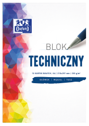 Blok techniczny A4 250g OXFORD - biały - 10 arkuszy