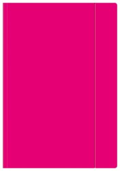 Teczka skrzydłowa z gumką Interdruk A4 - fluo różowa