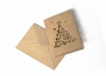 Koperta plus karnet - zestaw Kraft ciemnobeżowy 70 x 100mm - choinka - 5 szt.