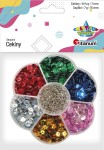 Cekiny metaliczne Titanum Craft-Fun Series 7 mm - 6 x 4g w zestawie ze szpilkami 15 mm - różne kolory