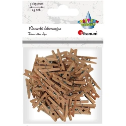 Klamerki dekoracyjne drewniane 2,5 cm naturalne - 25 sztuk