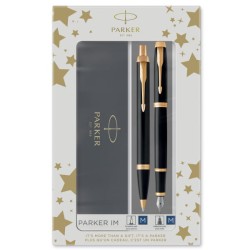 Zestaw PARKER Duo IM pióro wieczne plus długopis - czarna oprawa ze złotym wykończeniem