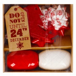 Zestaw do pakowania prezentów Incood - wstążki, tagi, rozetki - czerwono-biały