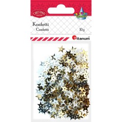 Konfetti Titanum Craft-Fun Series - gwiazdki 10 mm (białe, srebrne, złote)