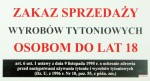 Tabliczka informacyjna 30,5 x 16,5 cm - Zakaz sprzedaży wyrobów tytoniowych osobom do lat 18