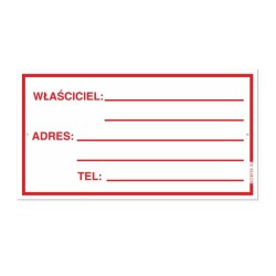 Tabliczka informacyjna 30,5 x 16,5 cm - Właściciel, adres, telefon
