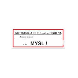 Tabliczka informacyjna 21 x 8 cm - Instrukcja BHP (bardzo) ogólna