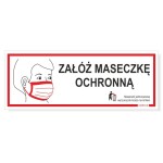 Tabliczka informacyjna 21 x 8 cm - Załóż maseczkę ochronną