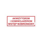 Naklejka informacyjna 21 x 8 cm - Akwizytorom i komiwojażerom wstęp wzbroniony