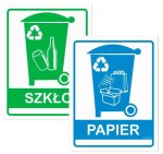 Naklejka informacyjna / Oznakowanie miejsca do segreagcji śmieci 10 x 8 cm - PAPIER lub SZKŁO