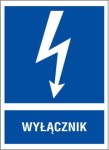 Znak elektryczny informacyjny - format Q2 74 x 105 mm - Wyłącznik