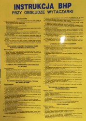 Tablica informacyjna 46 x 33 cm - Instrukcja BHP przy obsłudze wytaczarki