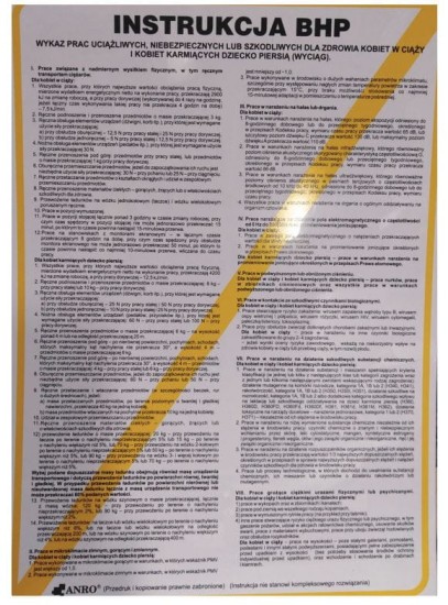 anro instrukcja bhp wykaz prac uciążliwych niebezpiecznych lub szkodliwych dla kobiet w ciąży.JPG