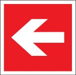 Naklejka / Znak ochrony PPOŻ 15 x 15 cm - Kierunek do umieszczenia sprzętu pożarniczego lub urządzenia ostrzegawczego