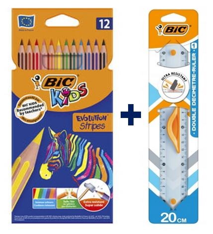 kredki bic evolution stripes 12 kolorów plus linijka gratis.JPG