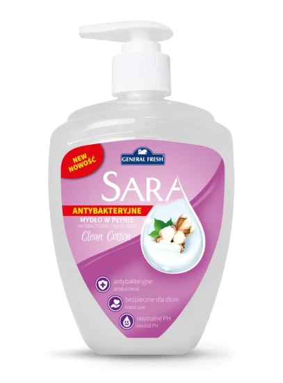 mydło w płynie antybakteryjne sara z dozownikiem 500 ml bawełna.webp