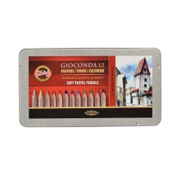 Zestaw pasteli suchych w kredce KOH-I-NOOR Gioconda w metalowej kasetce - 12 kolorów
