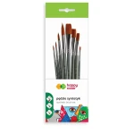 Zestaw pędzli artystycznych syntetycznych okrągłych i płaskich Happy Color - 8 sztuk