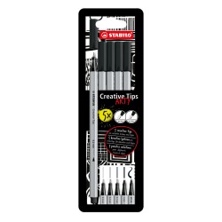 Zestaw 5 pisaków kreślarskich Stabilo Creative Tips Arty 0,2-1,0mm - 5 różnych końcówek w kolorze czarnym