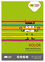 Blok techniczny A4 Happy Color 170g - kolorowy - 10 arkuszy