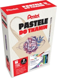 Kredki pastelowe (pastele) do tkanin Pentel w zestawie z torbą - 7 kolorów