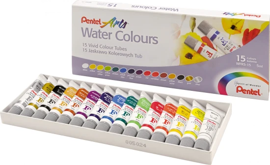 farby akwarelowe 5ml Pentel 15 kolorów.webp