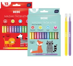 Pisaki (flamastry) trójkątne Interdruk BEBE Kids - 12 kolorów